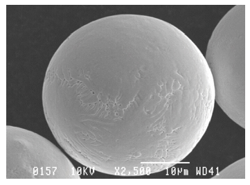 Microscopic image of a single solder sphere.